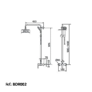 Roma Brushed Gold Single Handle Shower Set, view 3
