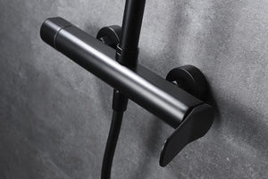 Matte Black Single Lever Shower Set Modern Design, detail view