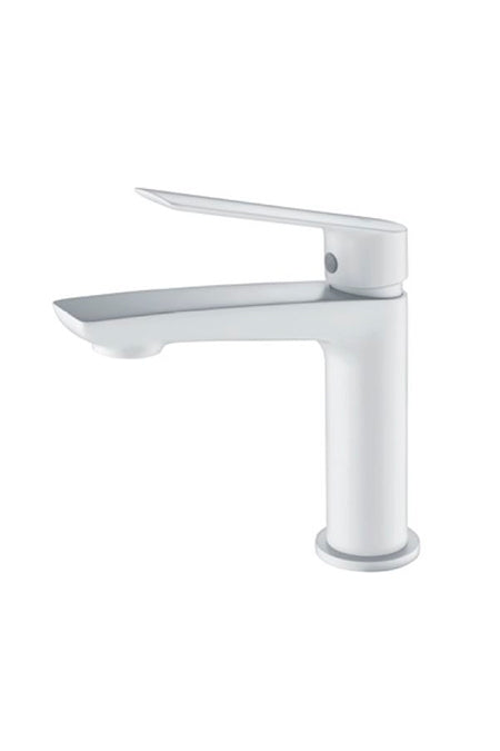 Matte White Single Lever Basin Mixer Faucet, view 2