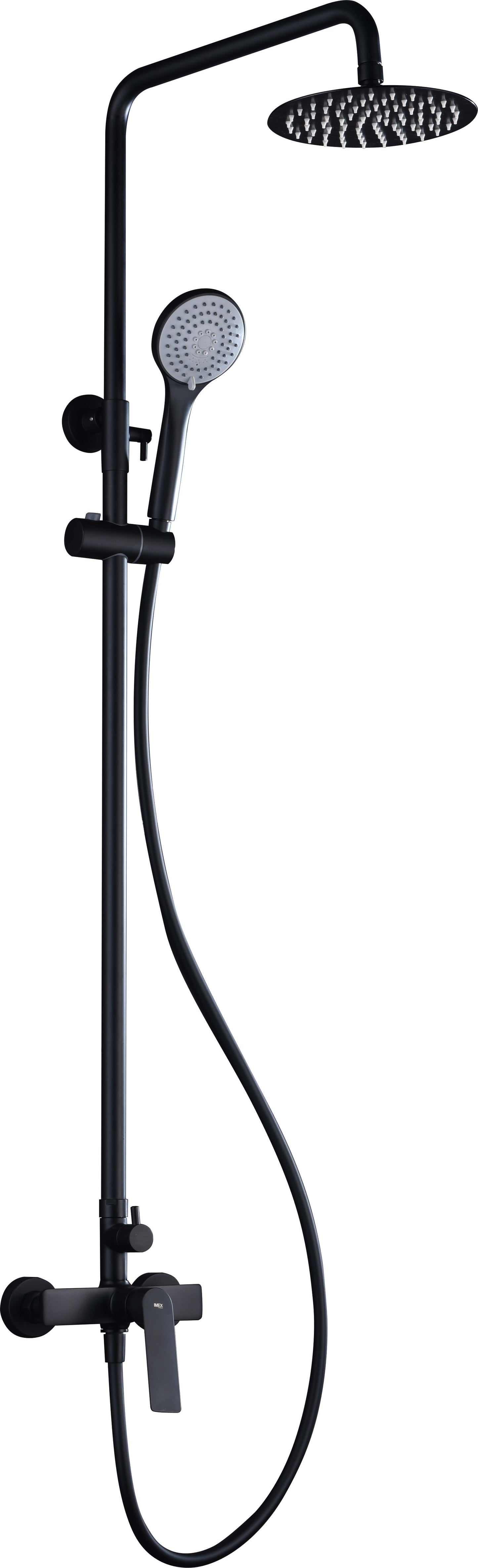 Conjunto de ducha monomando Lúxor Negro Mate | IMEX