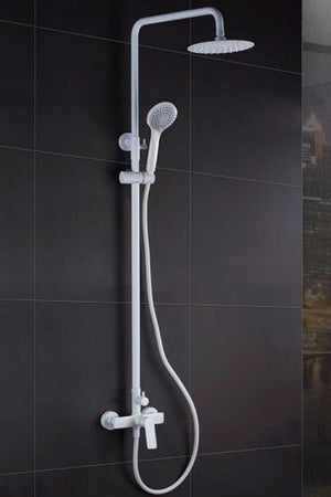 Matte White Single Lever Shower Set Modern Design, view 2