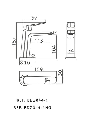 Matte Black Single Lever Basin Mixer Faucet, view 4