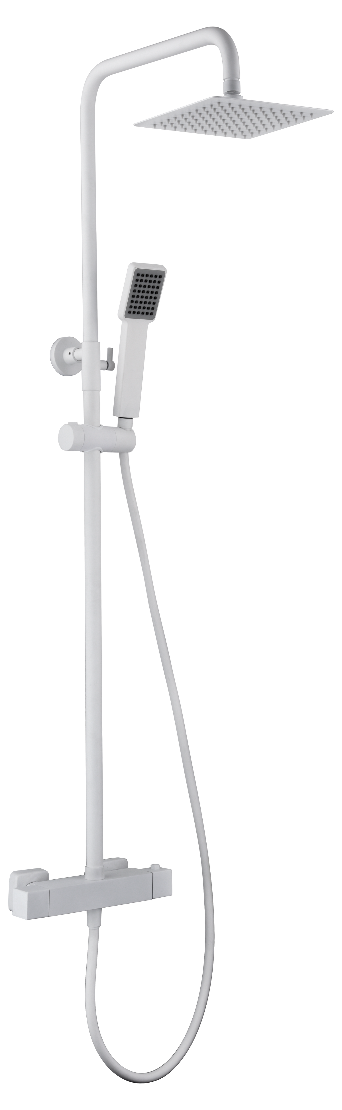 Matte White Thermostatic Shower Set with Rainfall Head, view 2