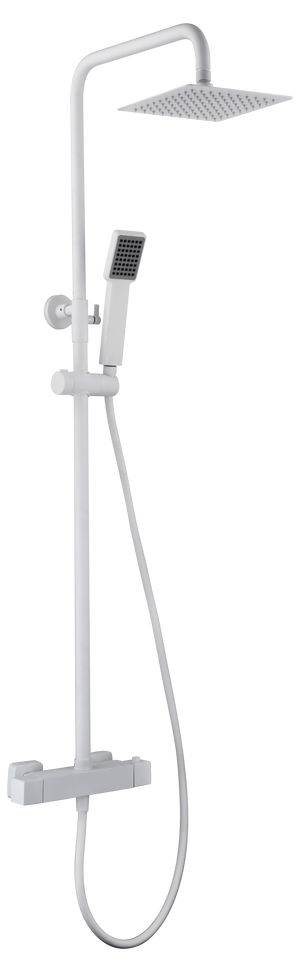 Matte White Thermostatic Shower Set with Rainfall Head, view 2
