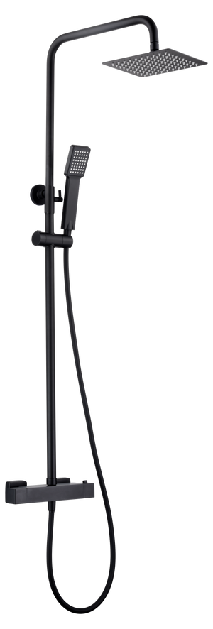 Matte Black Thermostatic Shower Set Contemporary Design, view 2