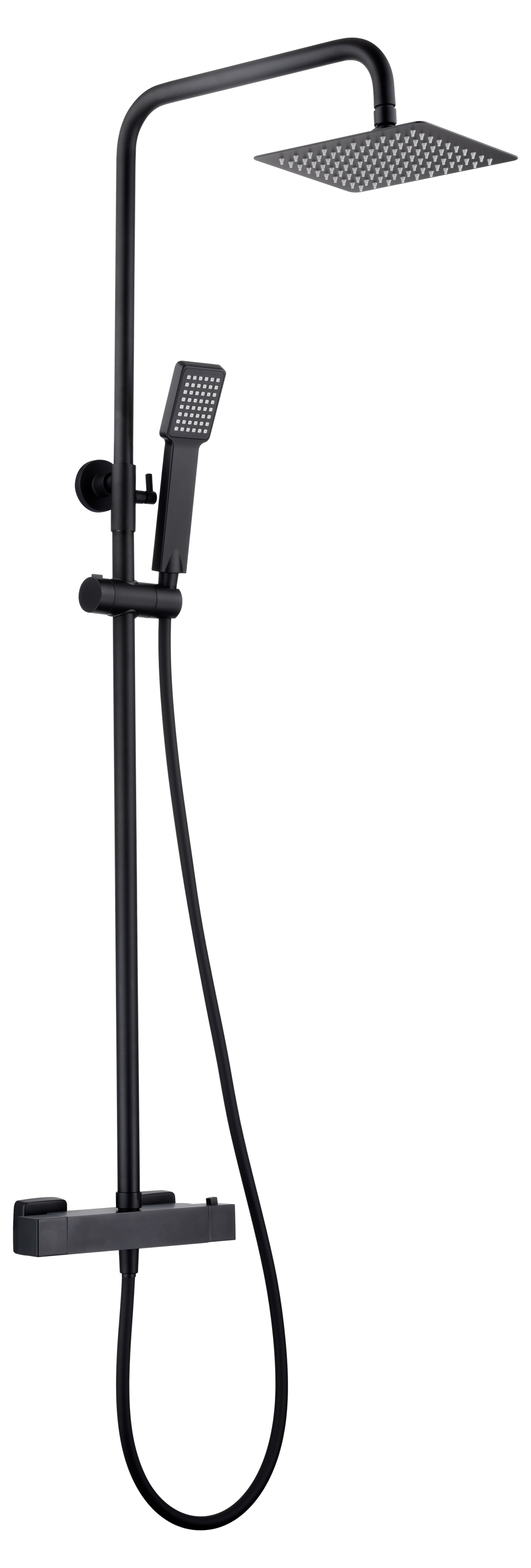 Matte Black Thermostatic Shower Set Contemporary Design, view 2