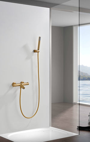 Bless Brushed Gold Thermostatic Bath and Shower Kit, view 3