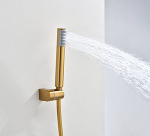 Bless Brushed Gold Thermostatic Bath and Shower Kit, view 4