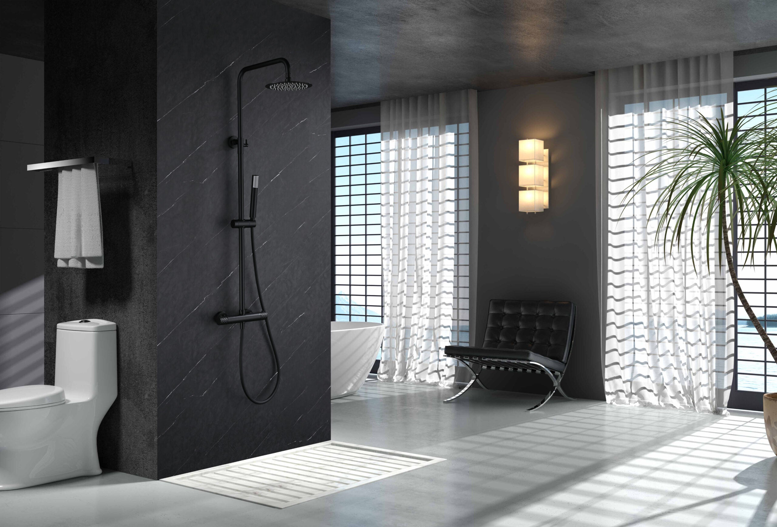Bless Matte Black Thermostatic Shower Set, view 2