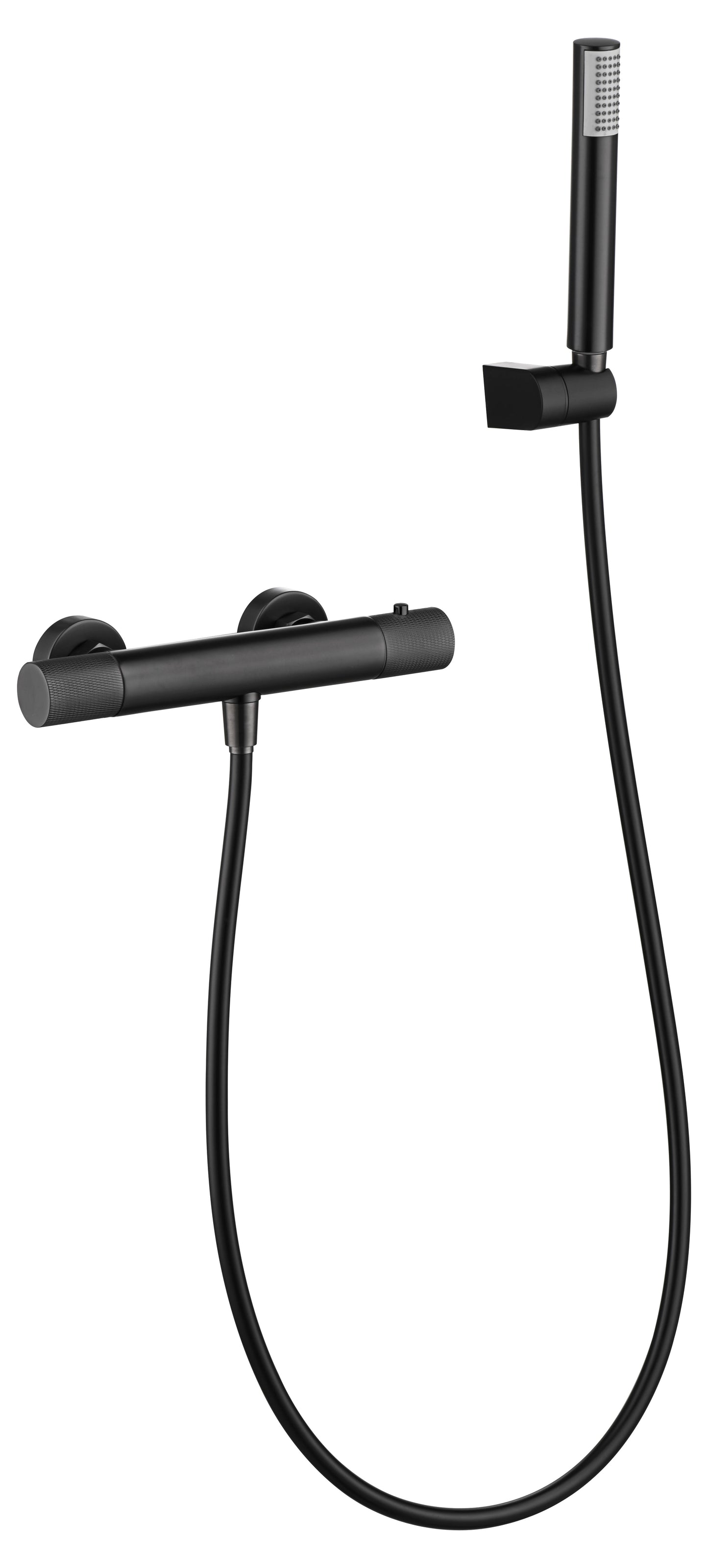 Grifo de ducha termostático de línea negra con metal engomado | IMEX