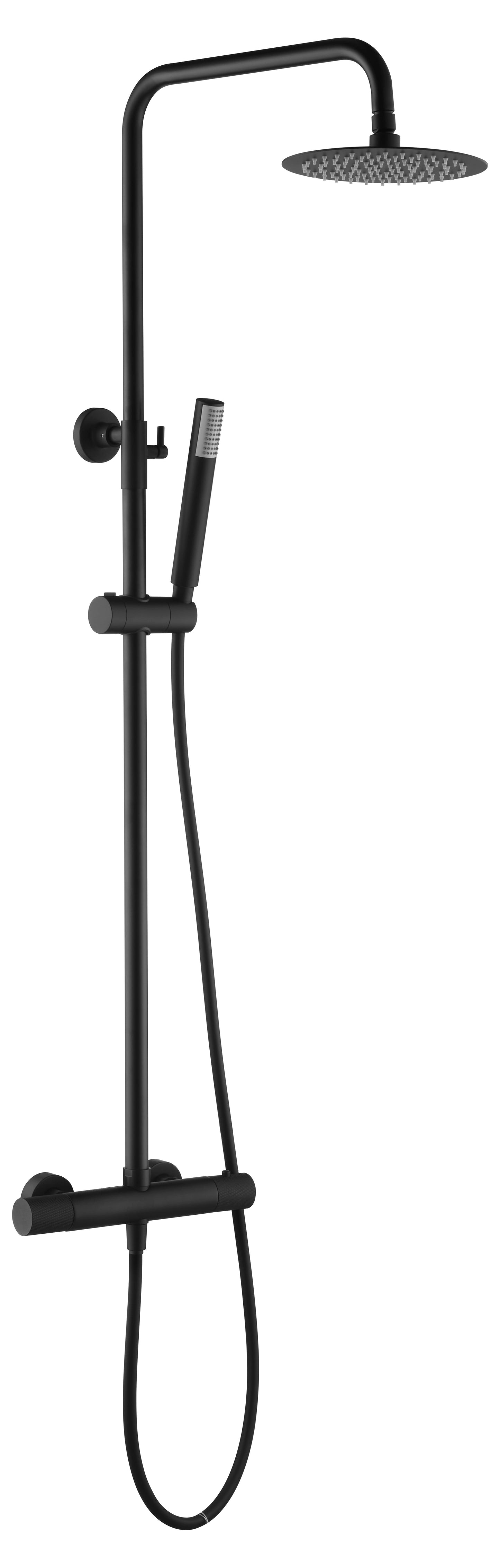 Conjunto de ducha termostático Line Negro Mate | IMEX