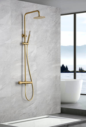 Brushed Gold Thermostatic Shower Set Modern Design, view 2