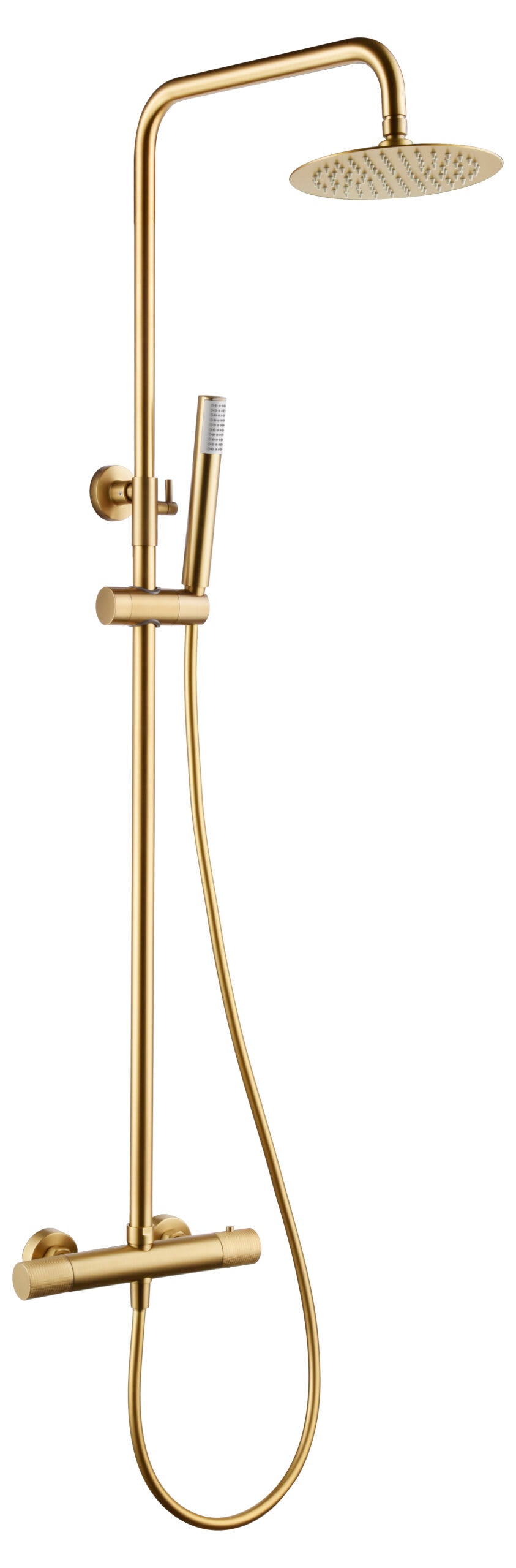 Conjunto de ducha termostático Línea Oro Cepillado | IMEX