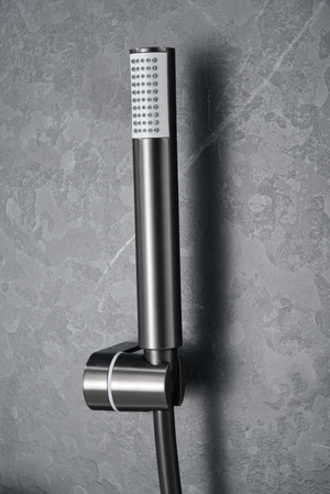 Genoa Black Gun Metal Thermostatic Shower Bath Kit, handle detail