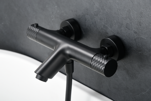 Matte Black Thermostatic Shower Bath Kit, mixer detail