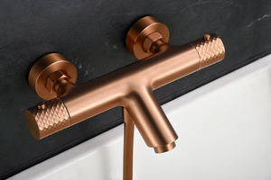 Genoa Brushed Rose Gold Thermostatic Shower Bath Kit, mixer detail