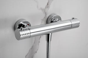 Chrome Thermostatic Shower Kit Modern Minimalist Design, mixer detail
