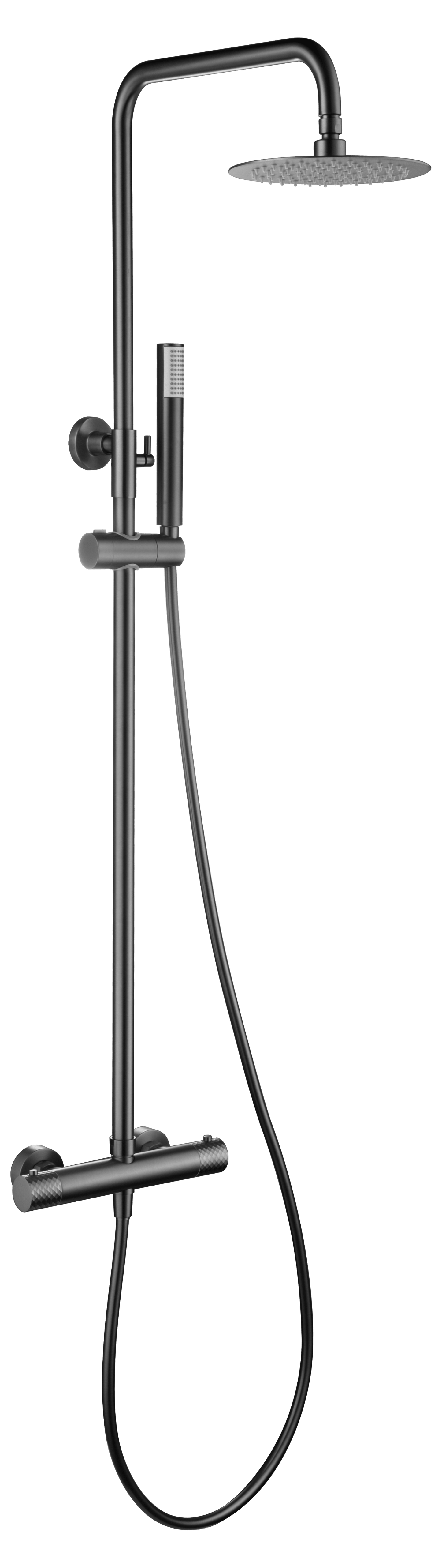 Conjunto de ducha termostático Génova negro metalizado | IMEX