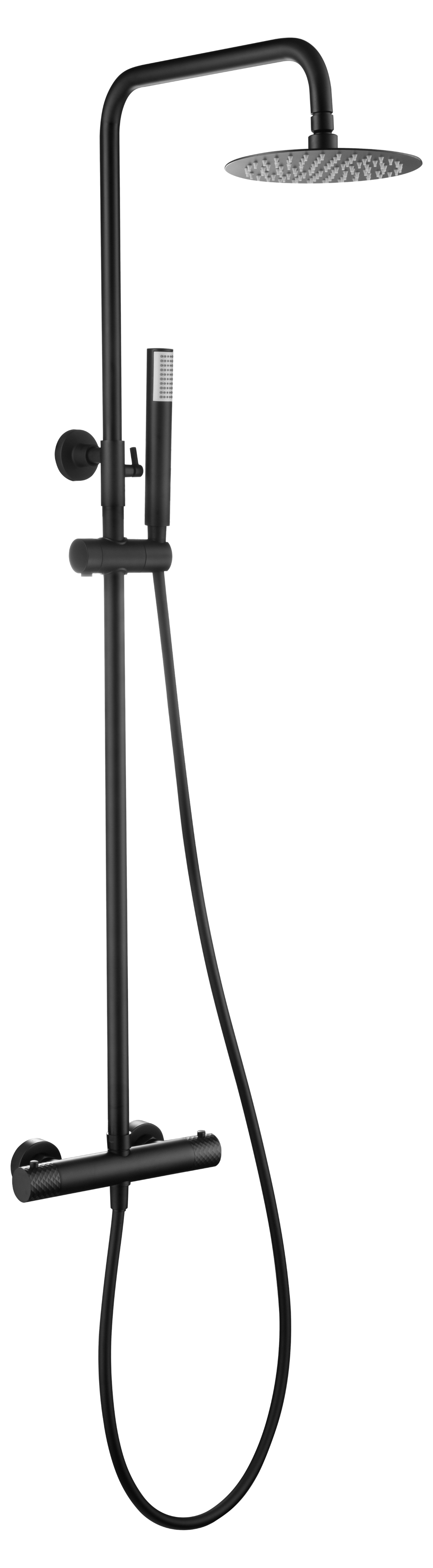 Matte Black Thermostatic Shower Set Genova, view 2