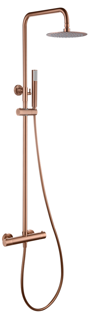 Genova Brushed Rose Gold Thermostatic Shower Set, view 2