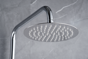 Chrome Thermostatic Shower Set with Temperature Control, rain head detail