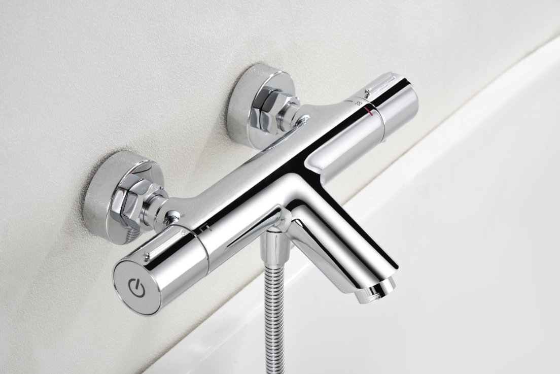 Chrome Thermostatic Shower Kit with Temperature Control, mixer detail