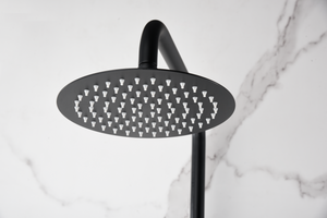 Matte Black Thermostatic Shower Set, rain head detail