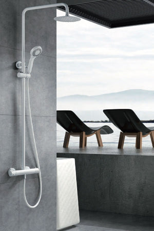 Matte White Thermostatic Shower Set Modern Design, view 2