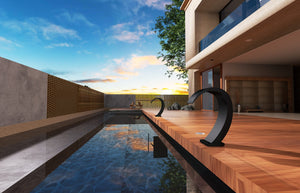 Iguazú Matte Black Steel Waterfall Rain Head, view 2