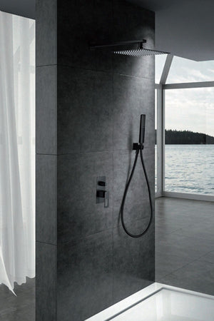 Matte Black Single Handle Built-in Shower Set, view 2