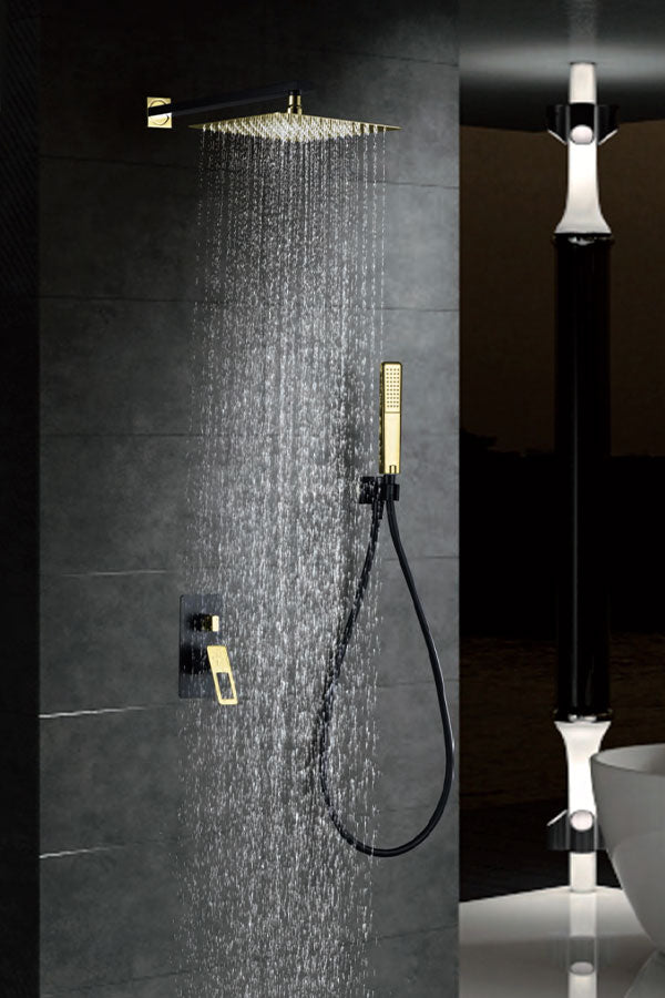 Black and Gold Single Handle Built-in Shower Set, view 2