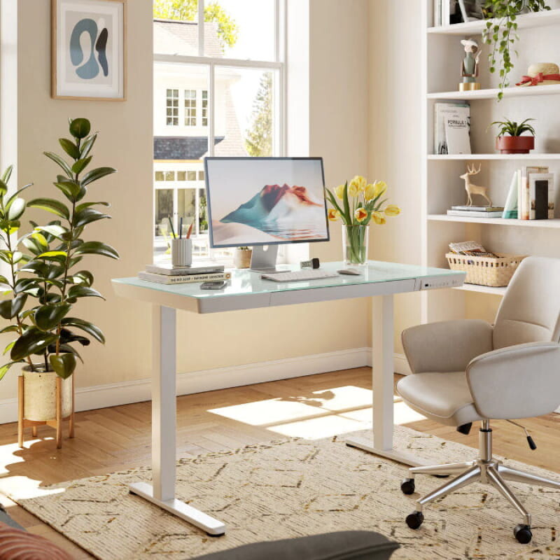 Escritorio de pie Elitras de vidrio templado grabable