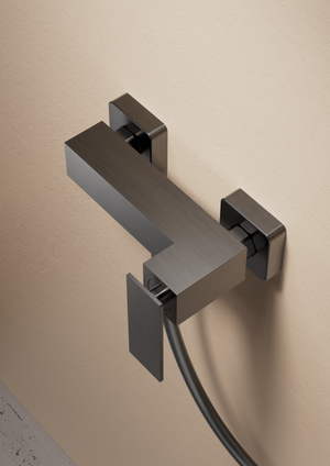 Drava Brushed Rose Gold Sliding Shower Rail with Hand Shower Holder, view 4
