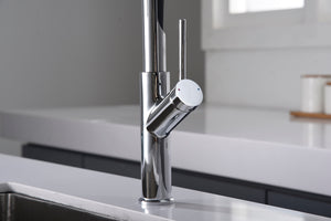 Sena Chrome Kitchen Faucet Modern Minimalist Design, view 5