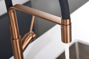Sena Brushed Rose Gold Kitchen Faucet Modern Design, view 4