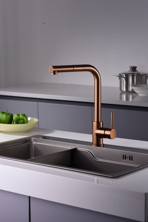 Malta Brushed Rose Gold Kitchen Faucet, view 4