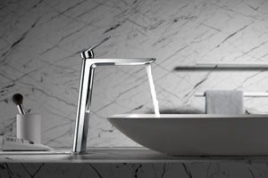 Chrome Single Lever Basin Faucet Modern Tall Design, view 3