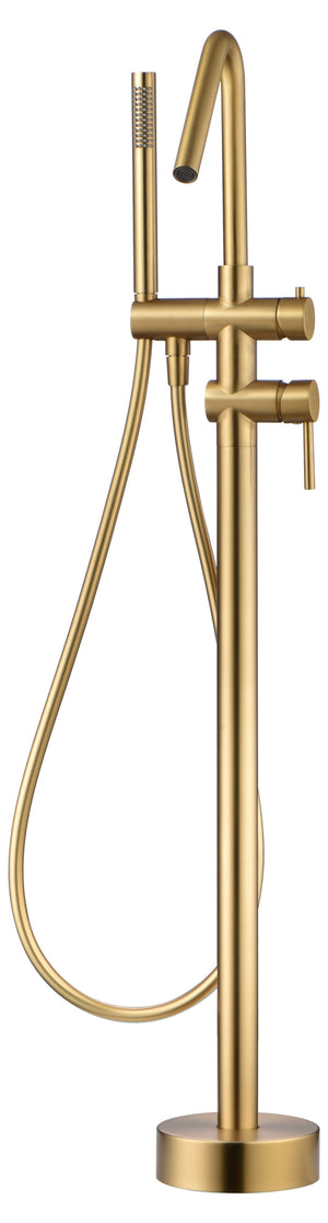 Corsica Brushed Gold Freestanding Bathtub Mixer Tap, view 2