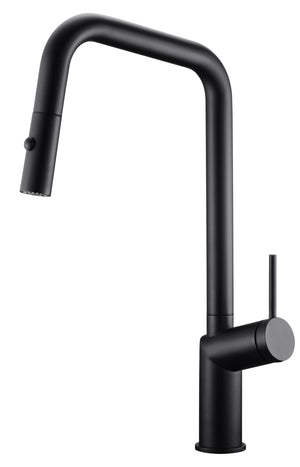 Matte Black Kitchen Faucet Modern Minimalist Design, view 2