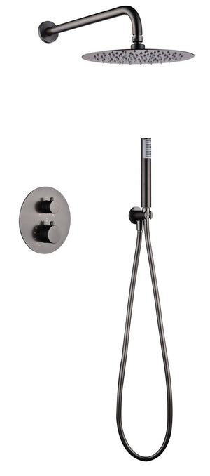 Monza Black Gun Metal Thermostatic Shower Set Built-In, view 2