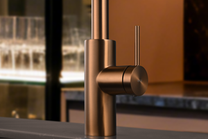 Oporto Brushed Rose Gold Kitchen Mixer Tap, view 2