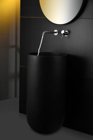 Brushed Nickel Built-in Sink Mixer Faucet, in a bathroom setting