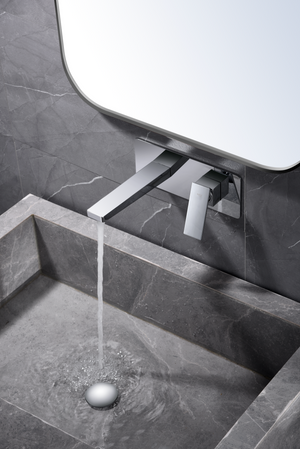 Pisa Chrome Single Lever Basin Faucet Built-In, in a bathroom setting