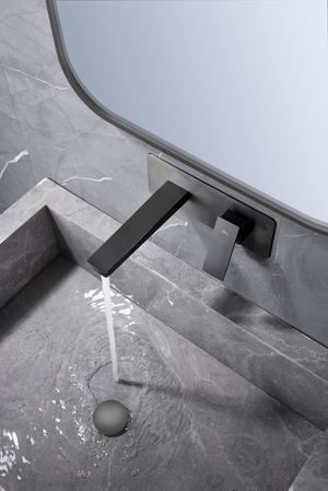 Pisa Black Gun Metal Single Lever Basin Faucet, in a bathroom setting