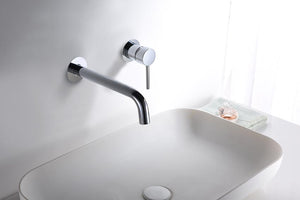 Chrome Single Handle Bathroom Sink Faucet Modern Design, in a bathroom setting