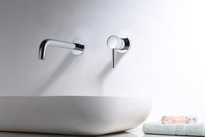 Chrome Single Handle Bathroom Sink Faucet Modern Design, in a bathroom setting