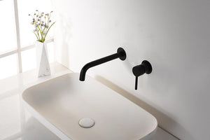 Matte Black Single Handle Bathroom Sink Faucet, in a bathroom setting