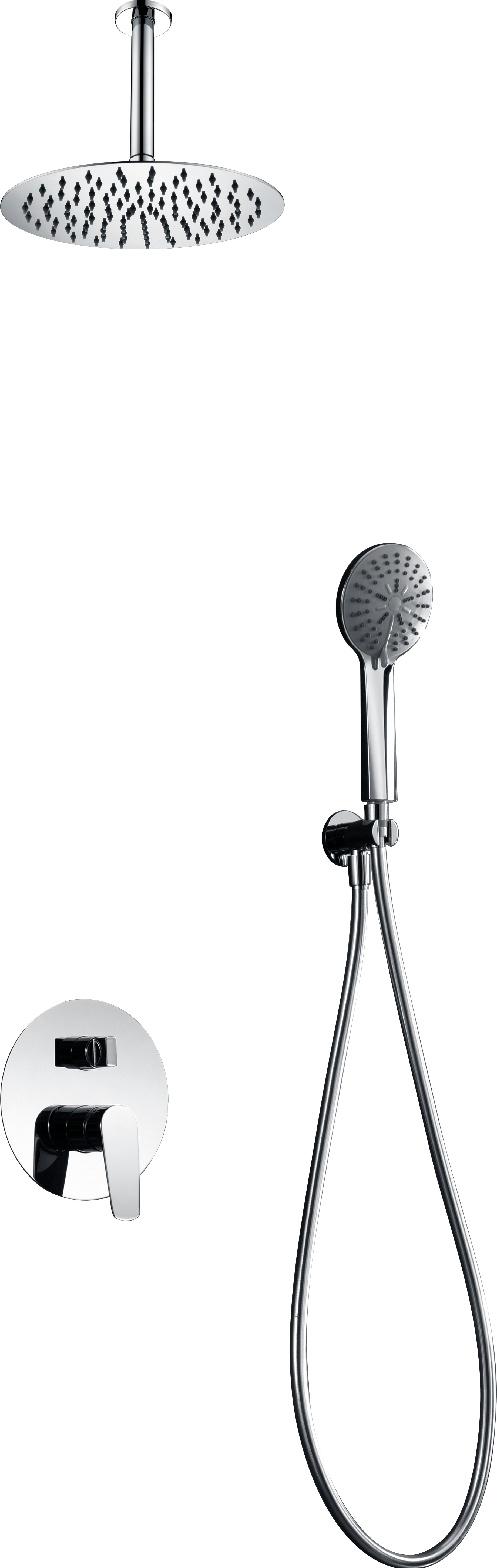 Chrome Single Handle Built-in Shower Set, view 2