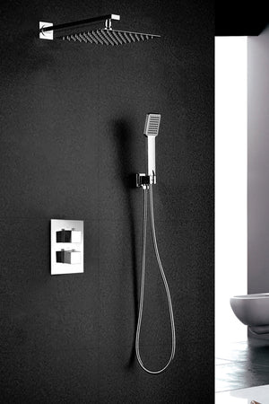 Chrome Thermostatic Built-in Shower Set Modern Design, view 2