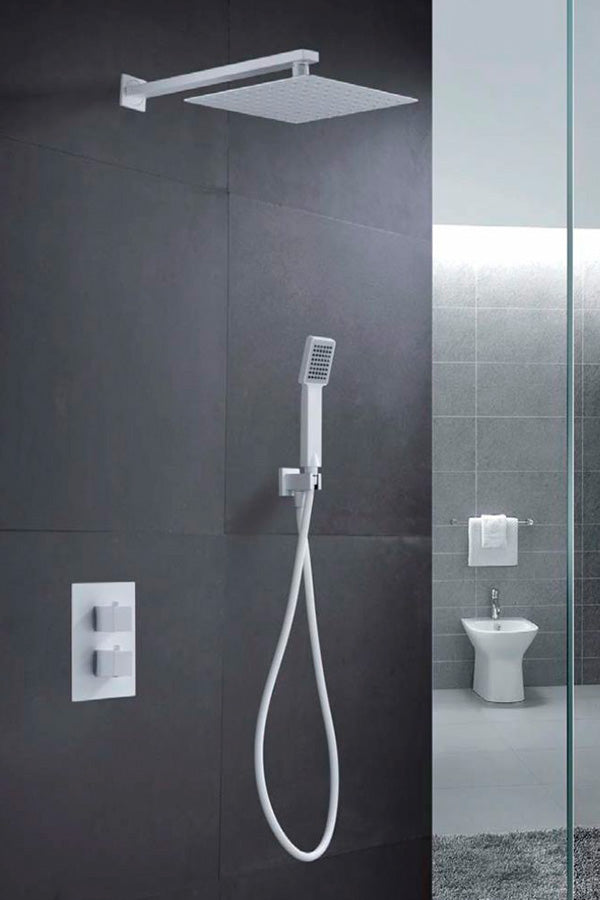 Matte White Thermostatic Built-in Shower Set, view 2